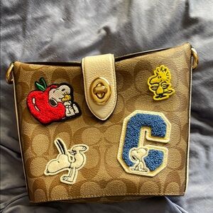 Coach Tan Bag with Cartoon Accents